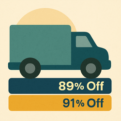 darwynnshipper shipping discount graphic with courier truck